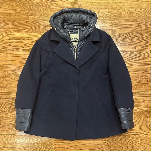 Herno Layered Quilted & Wool Puffer Jacket Navy size 42 - Picture 3 of 8